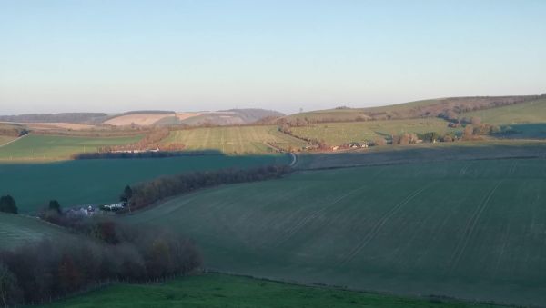 winter hills and sun